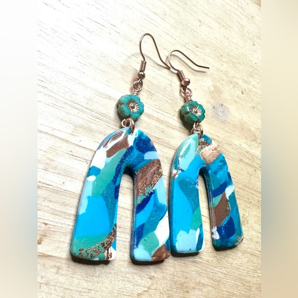 Hand crafted Polymer Clay beach Earrings beaded earrings - Picture 4 of 8